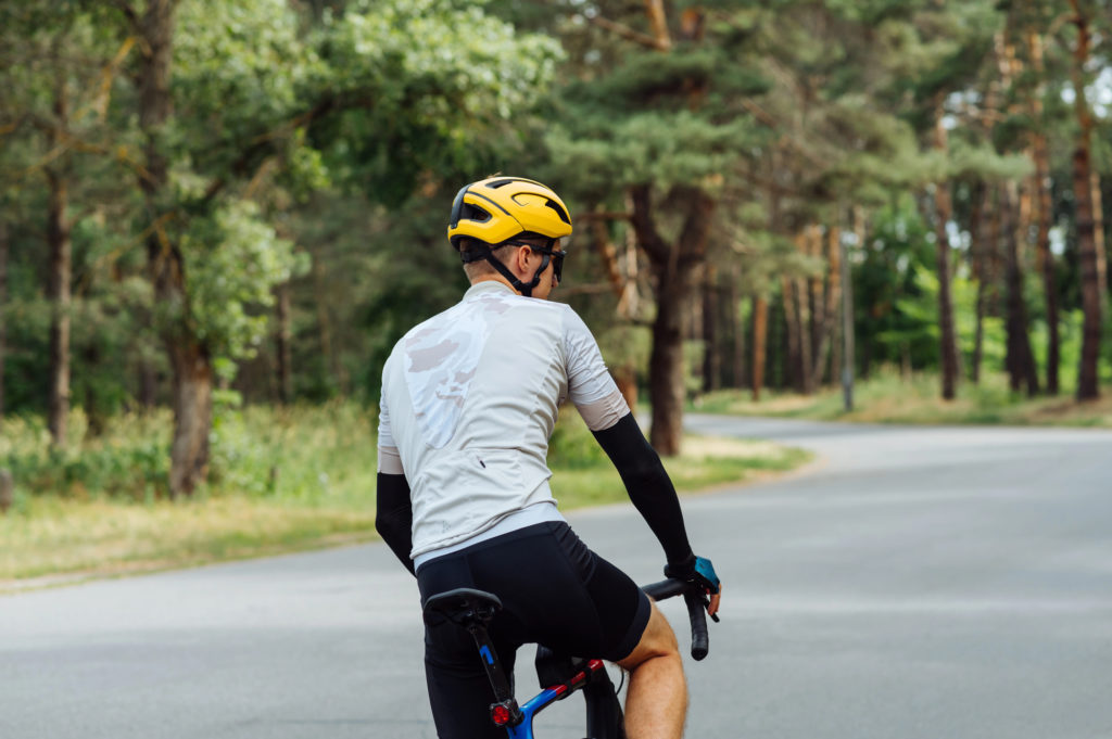 Cyclist layering clothes