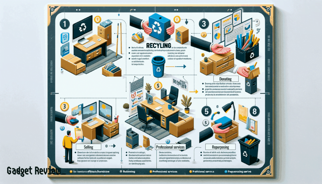 image showcasing recycling, donating, selling, professional services, repurposing.