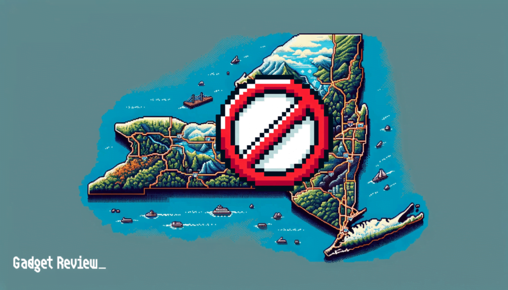 state on New York with the marked out symbol over it