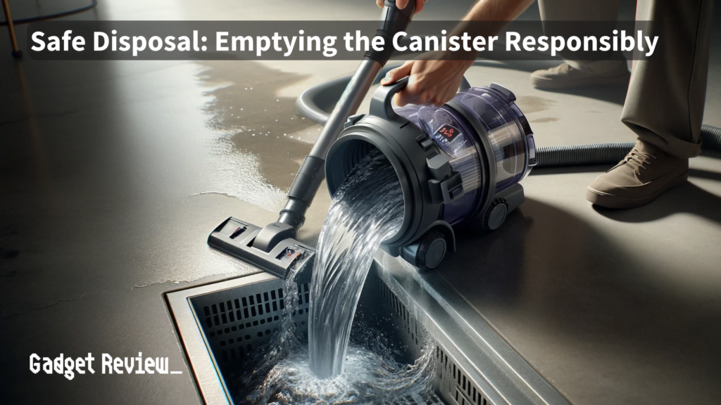 Emptying the canister filled with water in the drain.
