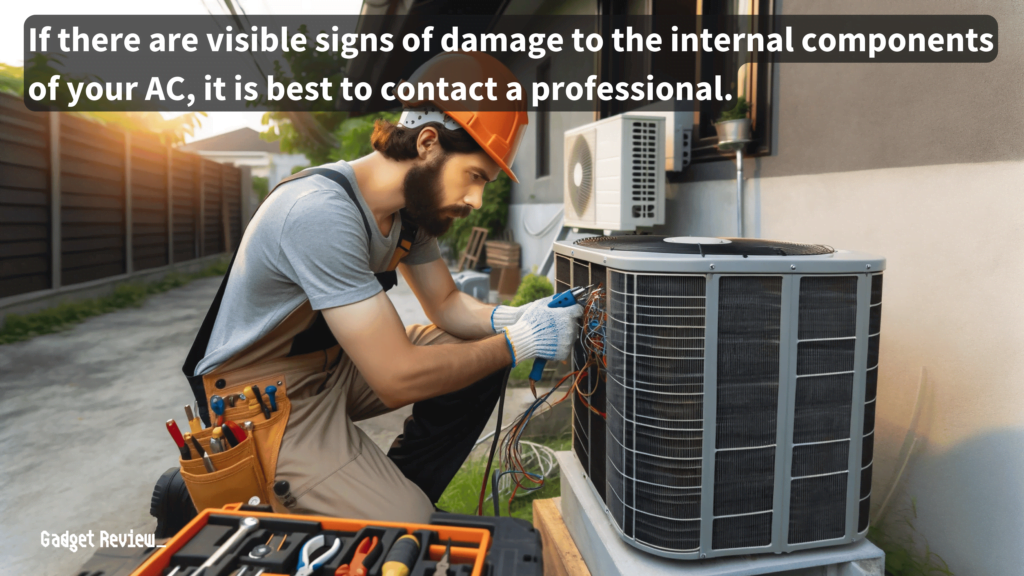 A professional working on the ac unit.