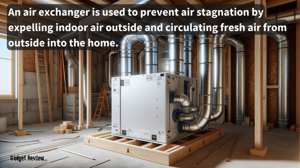 Air exchanger installed in the basement.