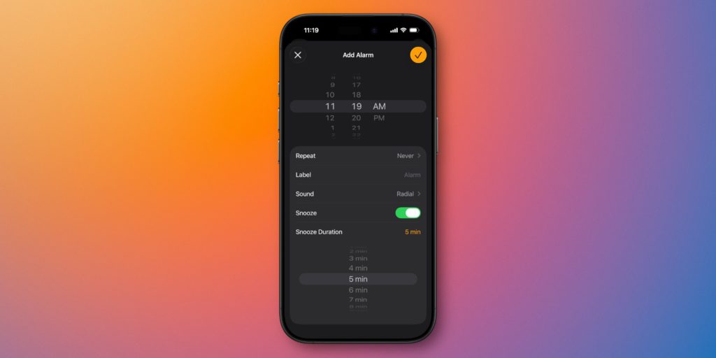 iOS 26 alarm snooze customization