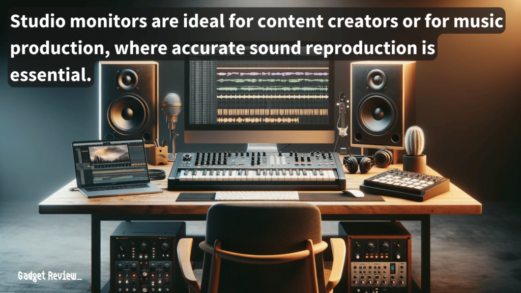 studio monitors with speakers and other equipment setup 