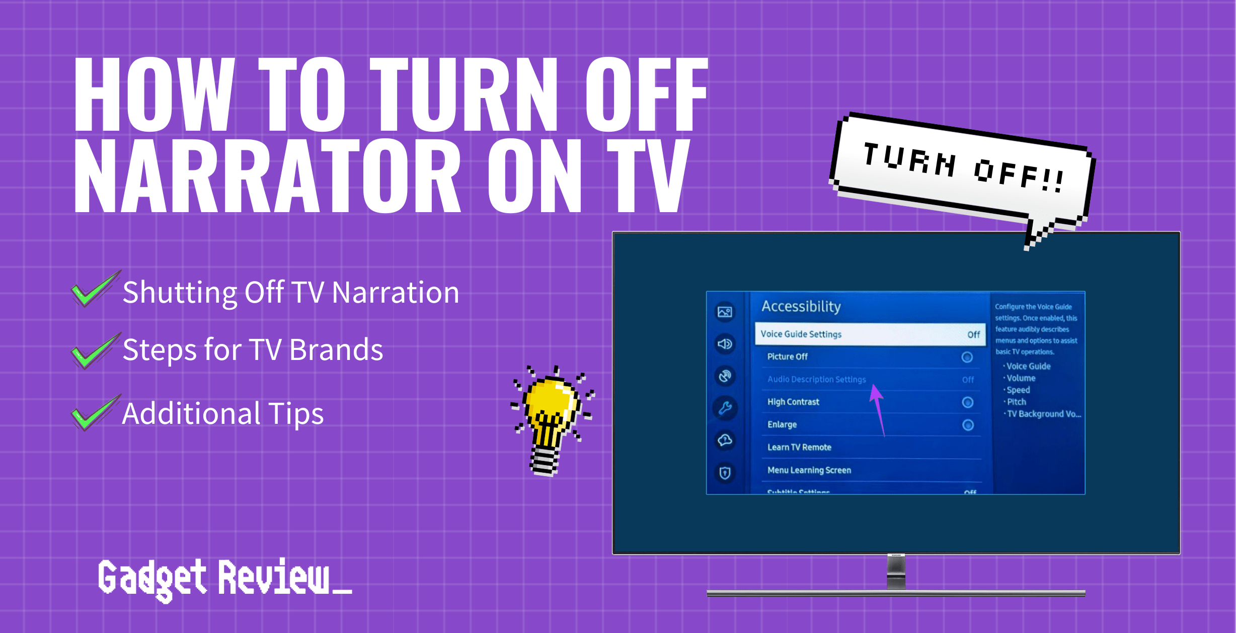 how to turn off narrator on tv guide